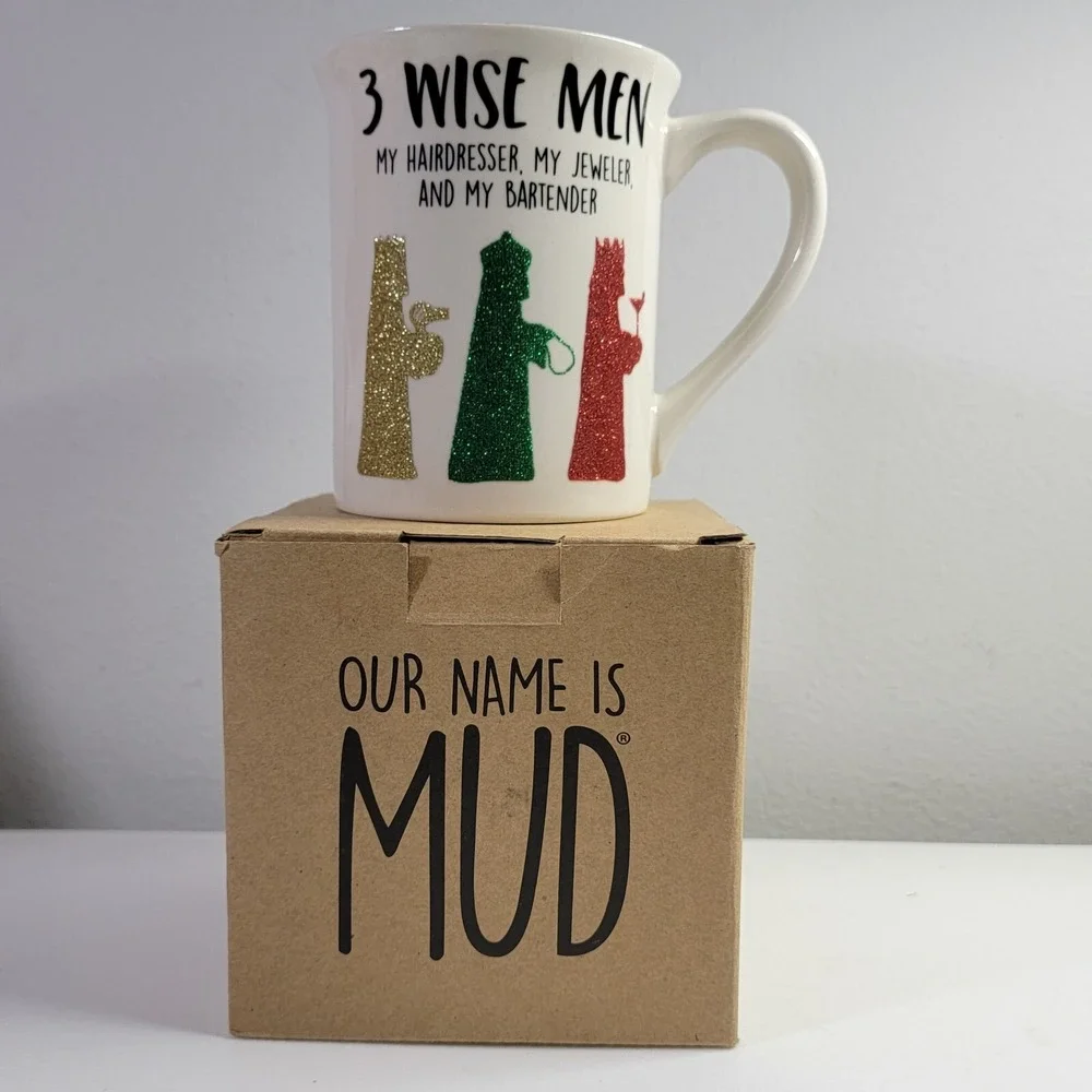 Our Name is Mud Three Wise Men Glitter Coffee Mug 16 Oz Christmas‎ Bartender